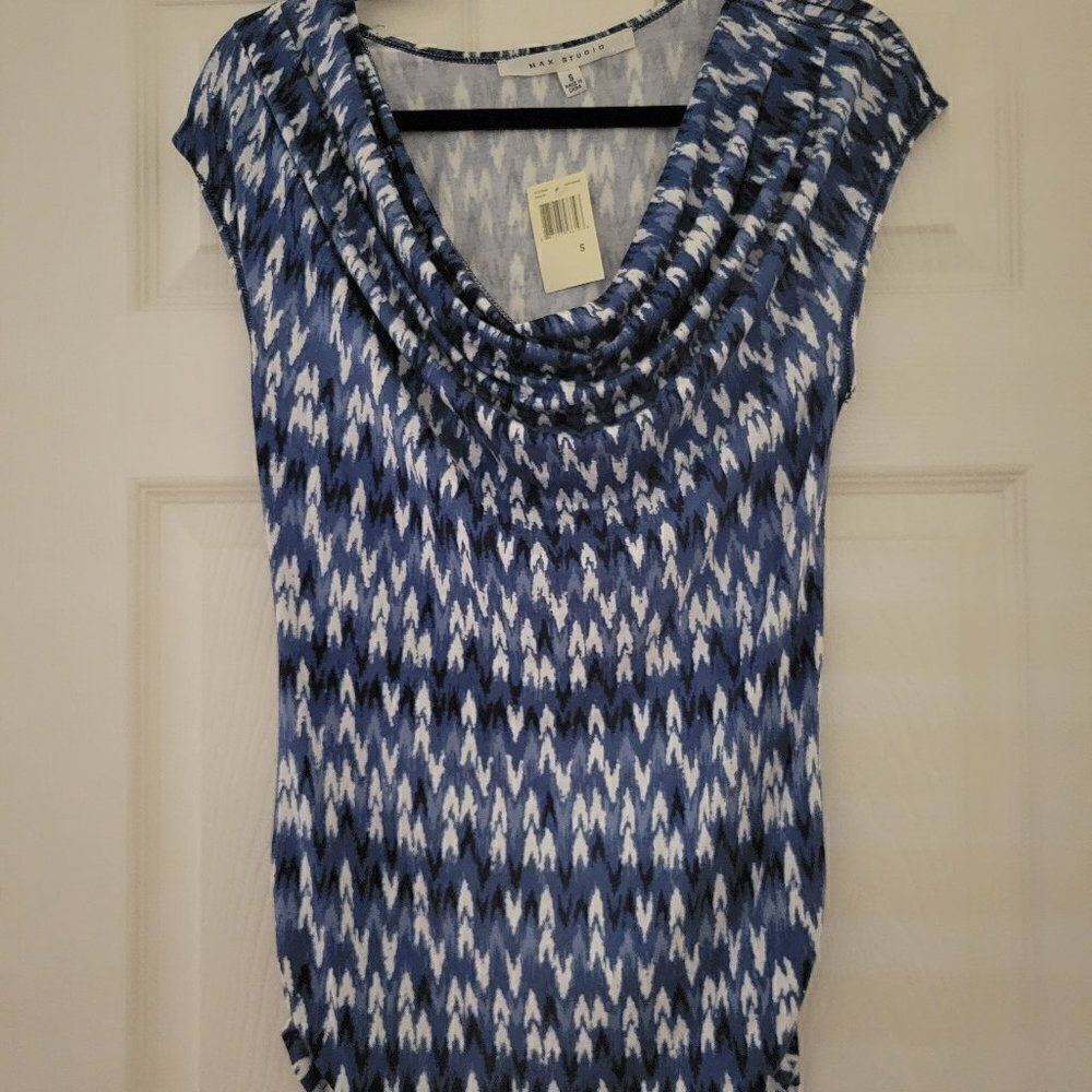 Max Studio Striped Ruched Elbow Sleeve Top~Size S‎